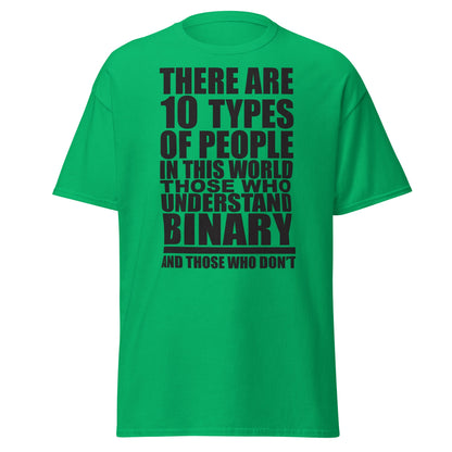 Funny Binary Code T-Shirt - 10 Types of People Tee - Irish Green - T-Shirts Online