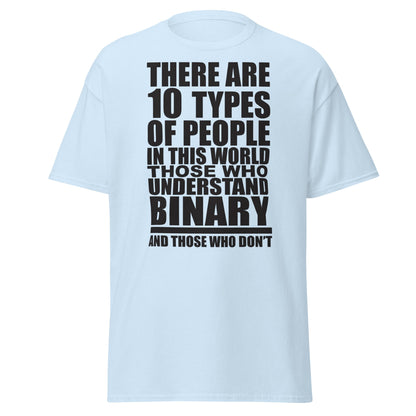 Funny Binary Code T-Shirt - 10 Types of People Tee - Light Blue - T-Shirts Online