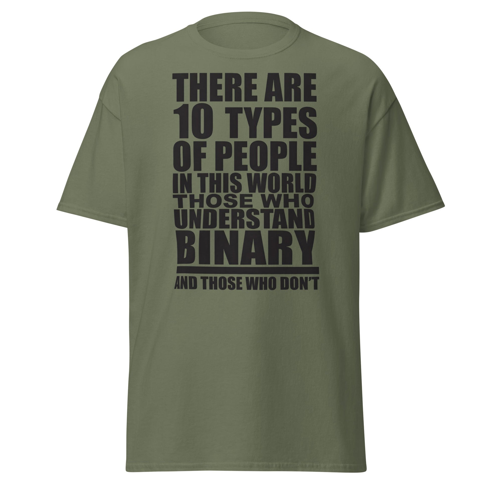 Funny Binary Code T-Shirt - 10 Types of People Tee - Military Green - T-Shirts Online