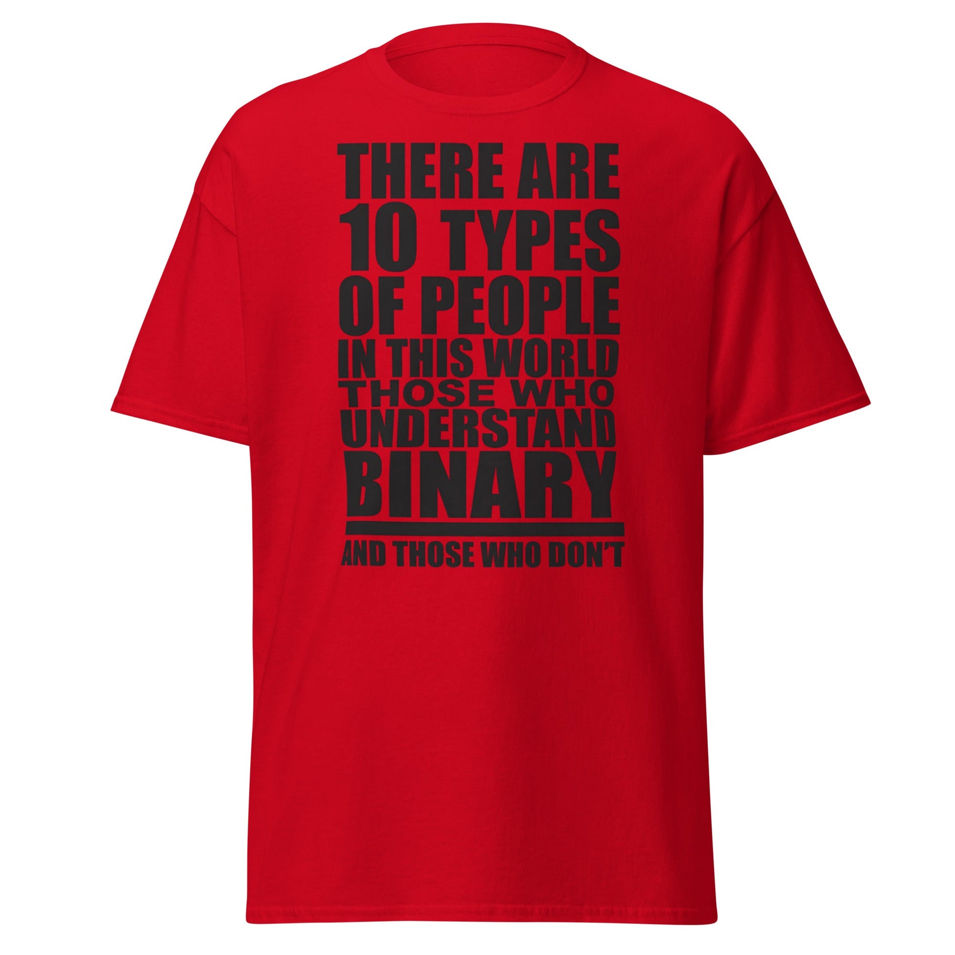 Funny Binary Code T-Shirt - 10 Types of People Tee - Red - T-Shirts Online