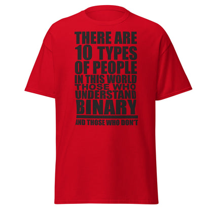 Funny Binary Code T-Shirt - 10 Types of People Tee - Red - T-Shirts Online