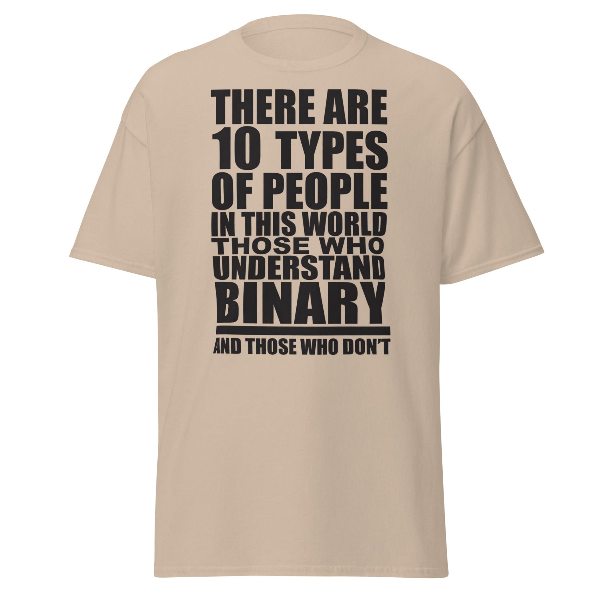 Funny Binary Code T-Shirt - 10 Types of People Tee - Sand - T-Shirts Online