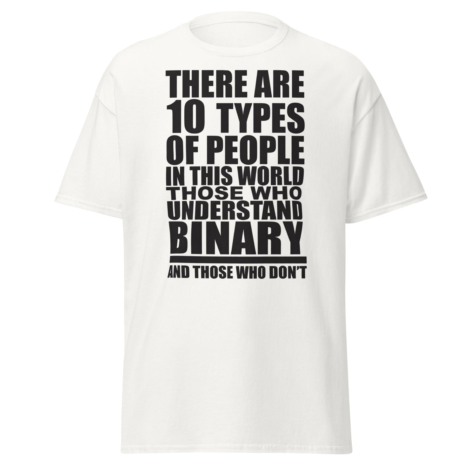 Funny Binary Code T-Shirt - 10 Types of People Tee - White - T-Shirts Online