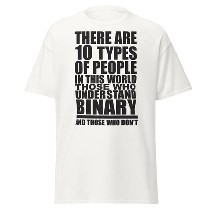 Funny Binary Code T-Shirt - 10 Types of People Tee - White - T-Shirts Online