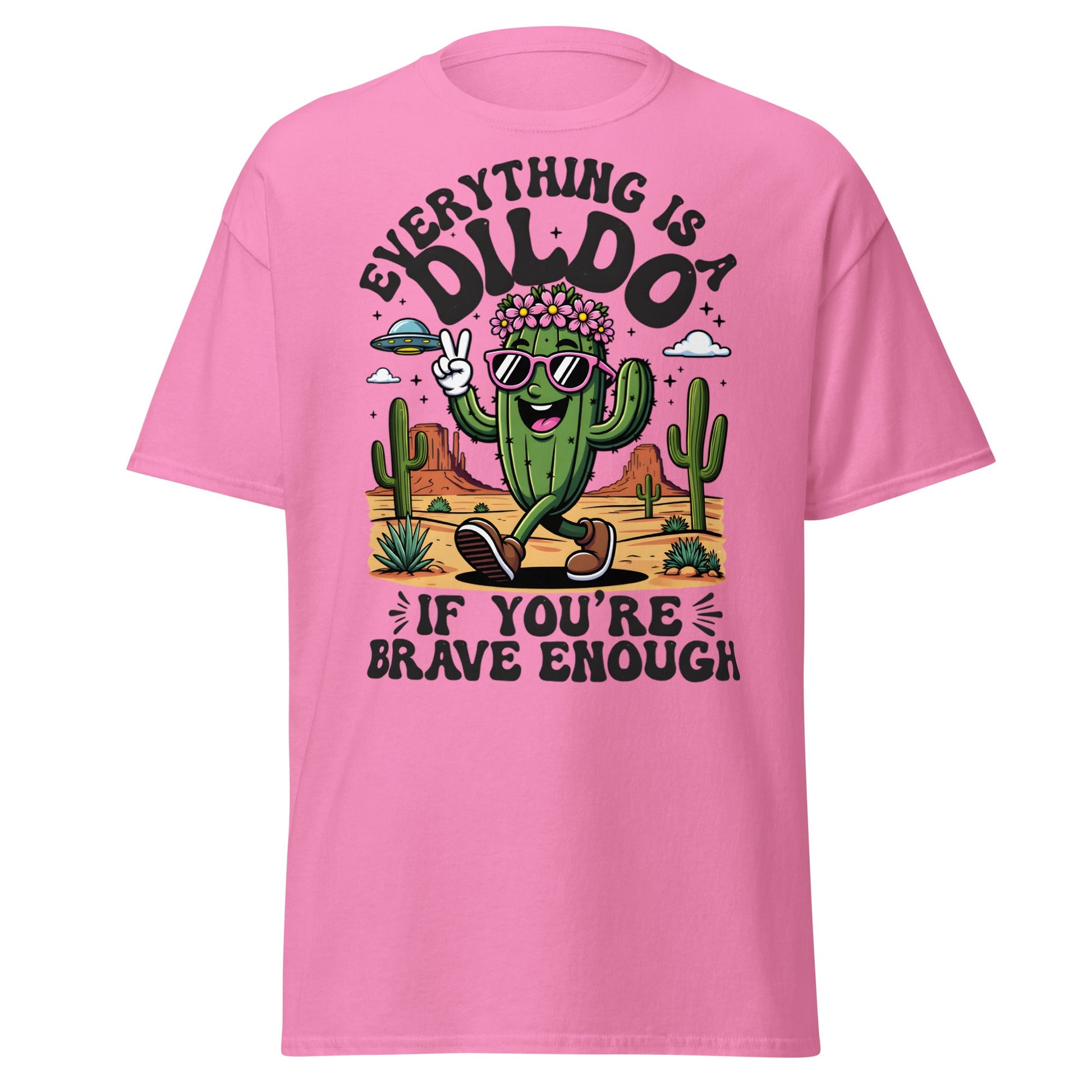 Funny Brave Cactus T-Shirt - Adult Humor Desert Graphic Tee - Azalea - T-Shirts Online