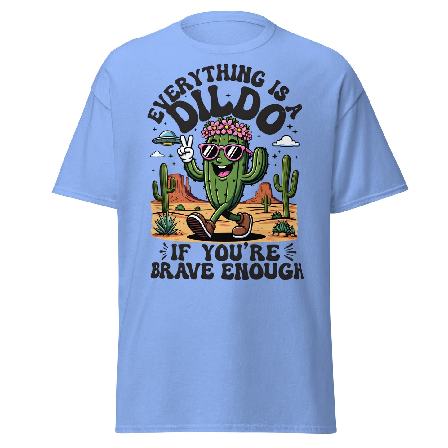 Funny Brave Cactus T-Shirt - Adult Humor Desert Graphic Tee - Carolina Blue - T-Shirts Online