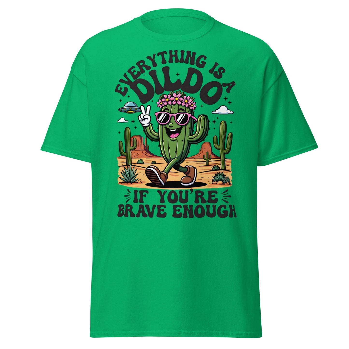Funny Brave Cactus T-Shirt - Adult Humor Desert Graphic Tee - Irish Green - T-Shirts Online