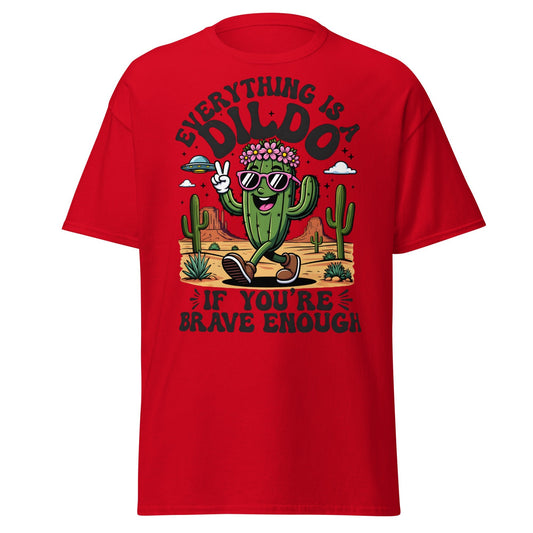 Funny Brave Cactus T-Shirt - Adult Humor Desert Graphic Tee - Red - T-Shirts Online
