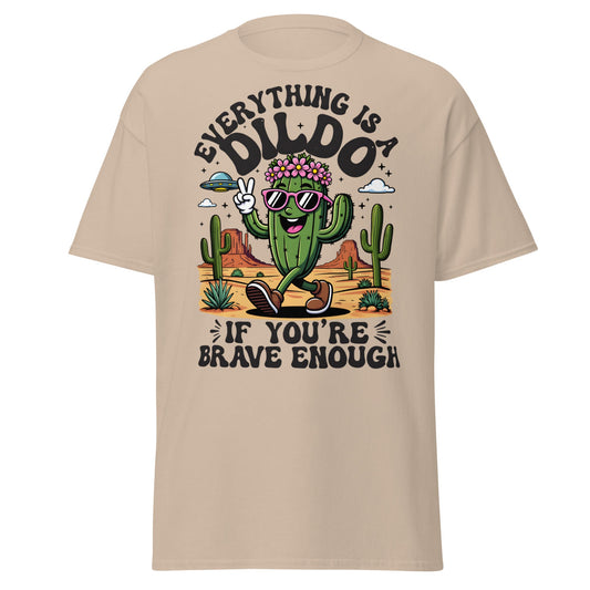 Funny Brave Cactus T-Shirt - Adult Humor Desert Graphic Tee - Sand - T-Shirts Online