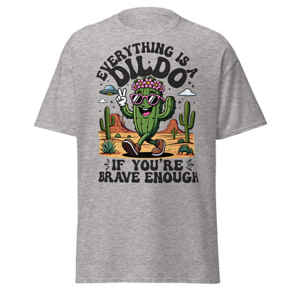Funny Brave Cactus T-Shirt - Adult Humor Desert Graphic Tee - Sport Grey - T-Shirts Online