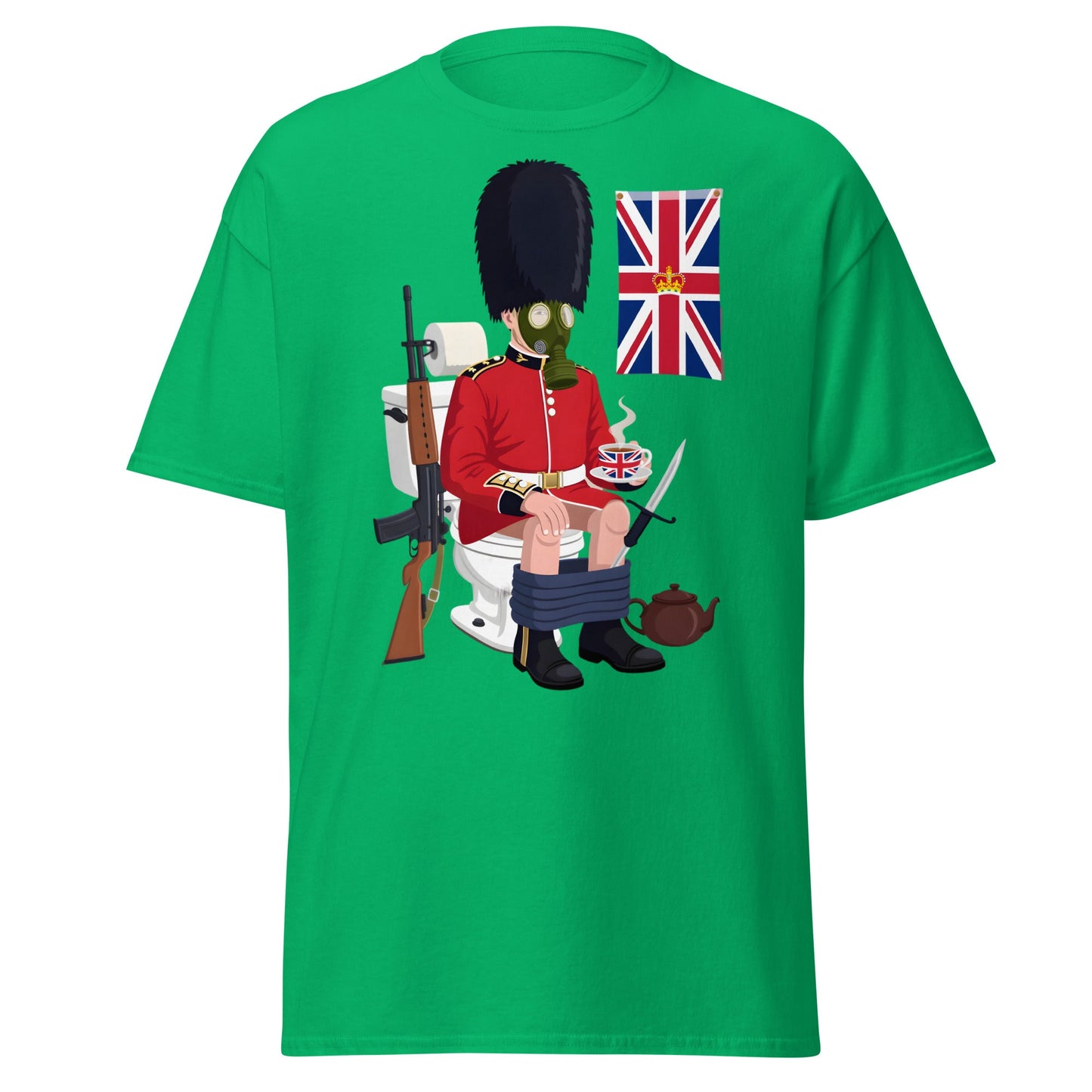 Funny British Guard Toilet T-Shirt | Satirical UK Humor Tee - Irish Green - T-Shirts Online