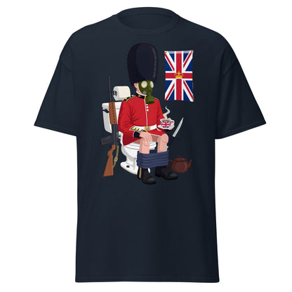 Funny British Guard Toilet T-Shirt | Satirical UK Humor Tee - Navy - T-Shirts Online