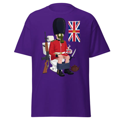 Funny British Guard Toilet T-Shirt | Satirical UK Humor Tee - Purple - T-Shirts Online