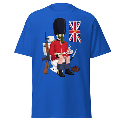 Funny British Guard Toilet T-Shirt | Satirical UK Humor Tee - Royal - T-Shirts Online