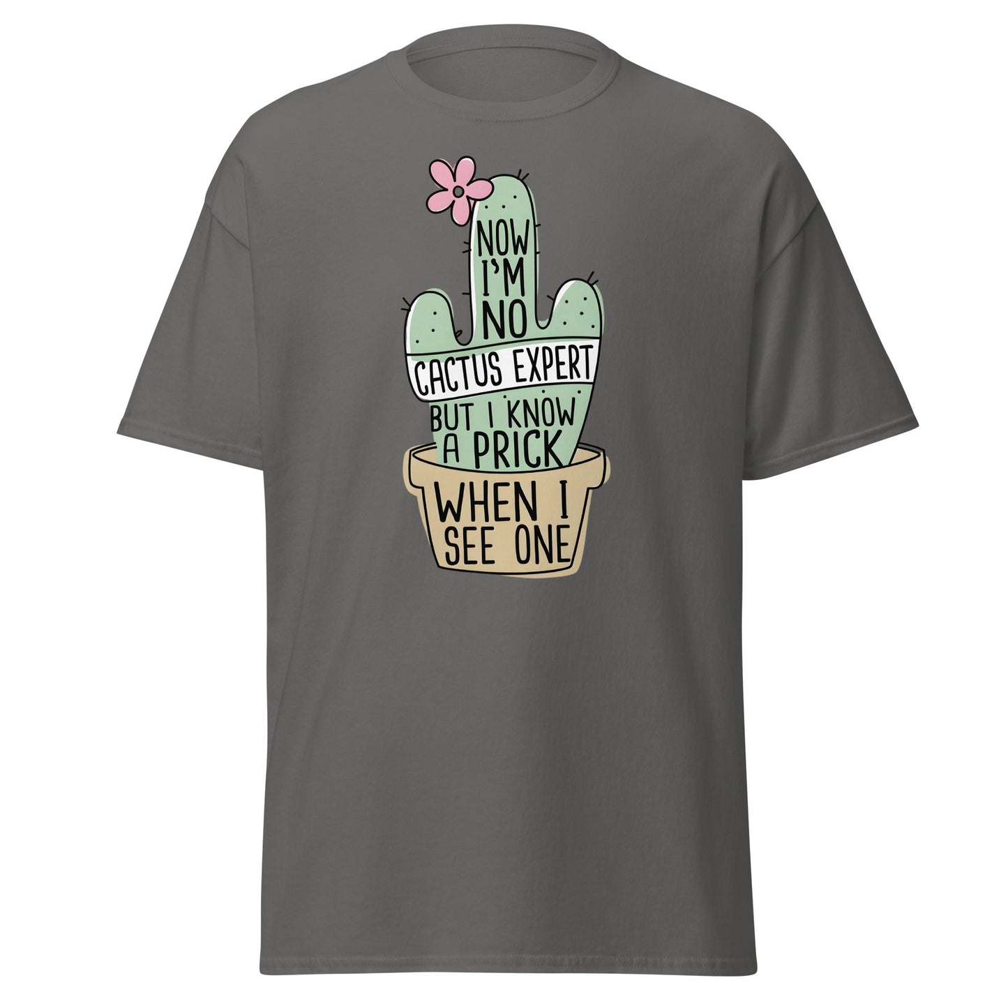 Funny Cactus Expert T-Shirt - Sarcastic Prick Graphic Tee - Charcoal - T-Shirts Online