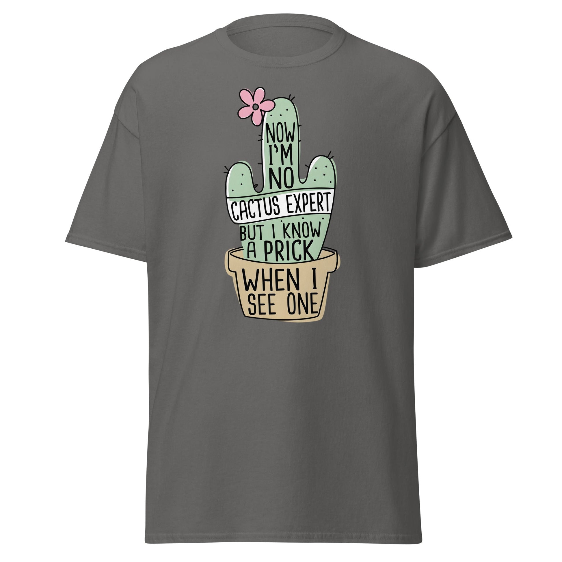 Funny Cactus Expert T-Shirt - Sarcastic Prick Graphic Tee - Charcoal - T-Shirts Online