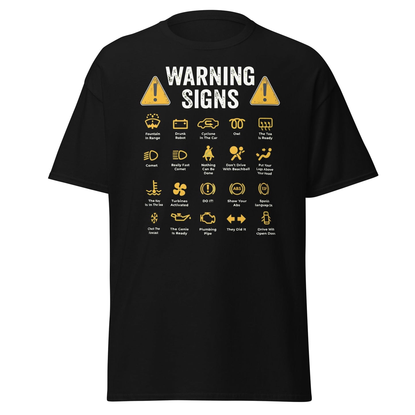 Funny Car Warning Signs Mechanics Humor T-Shirt - Black - T-Shirts Online
