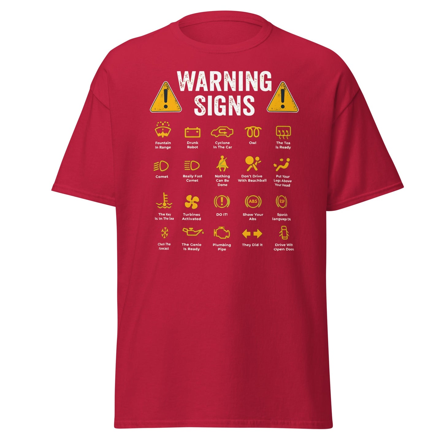 Funny Car Warning Signs Mechanics Humor T-Shirt - Cardinal - T-Shirts Online