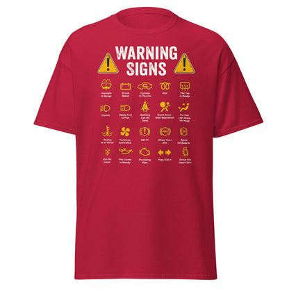Funny Car Warning Signs Mechanics Humor T-Shirt - Cardinal - T-Shirts Online