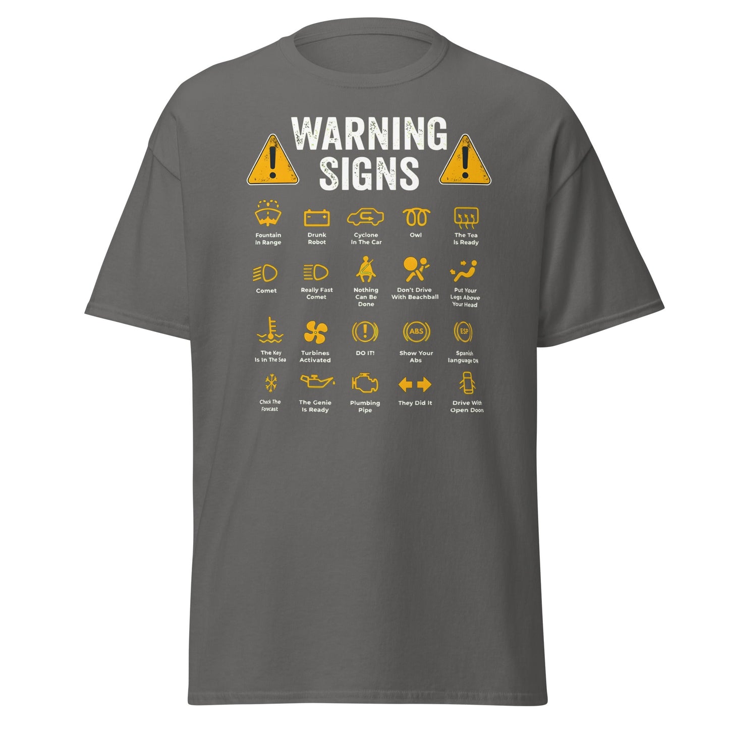 Funny Car Warning Signs Mechanics Humor T-Shirt - Charcoal - T-Shirts Online