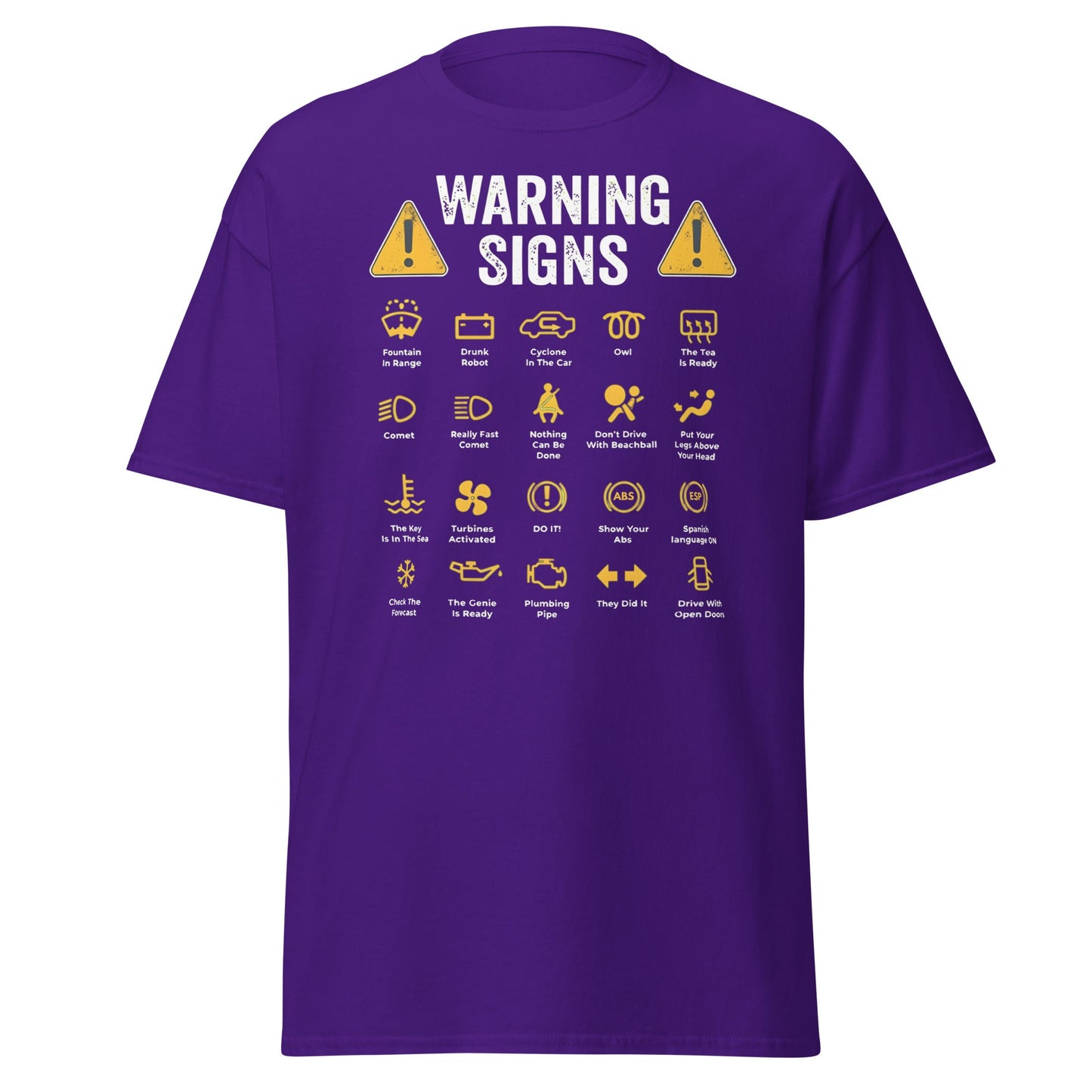 Funny Car Warning Signs Mechanics Humor T-Shirt - Purple - T-Shirts Online