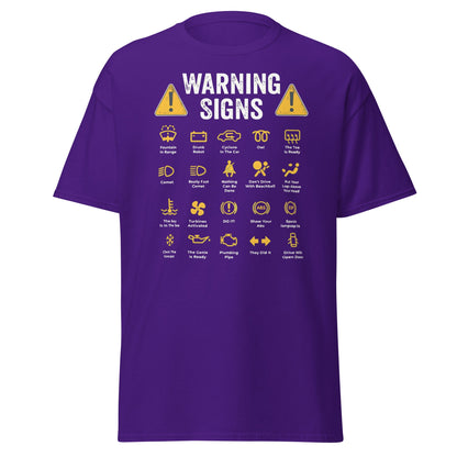 Funny Car Warning Signs Mechanics Humor T-Shirt - Purple - T-Shirts Online