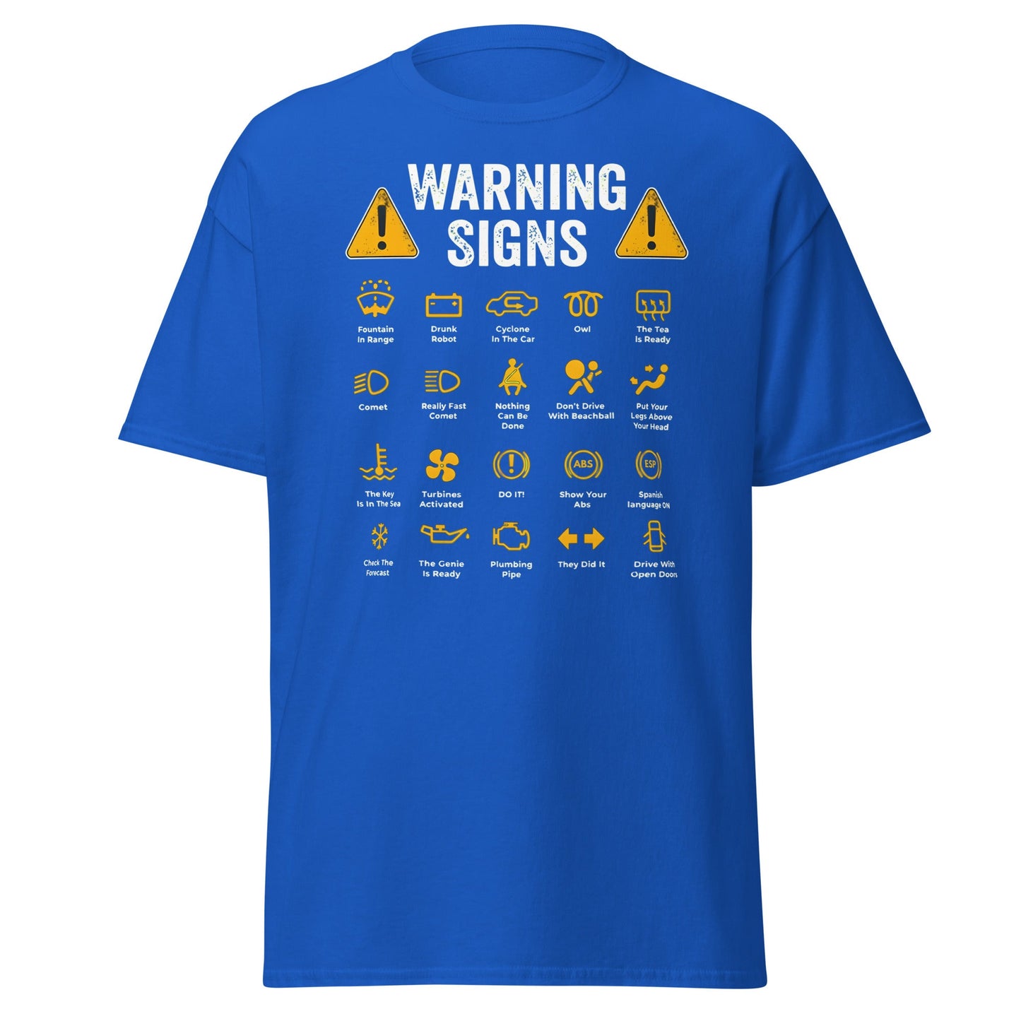 Funny Car Warning Signs Mechanics Humor T-Shirt - Royal - T-Shirts Online
