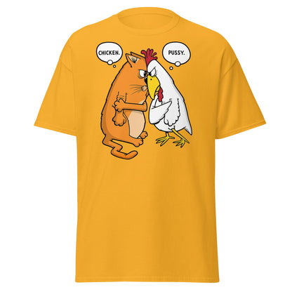 Funny Cat and Chicken Insult Wordplay T-Shirt - Gold - T-Shirts Online