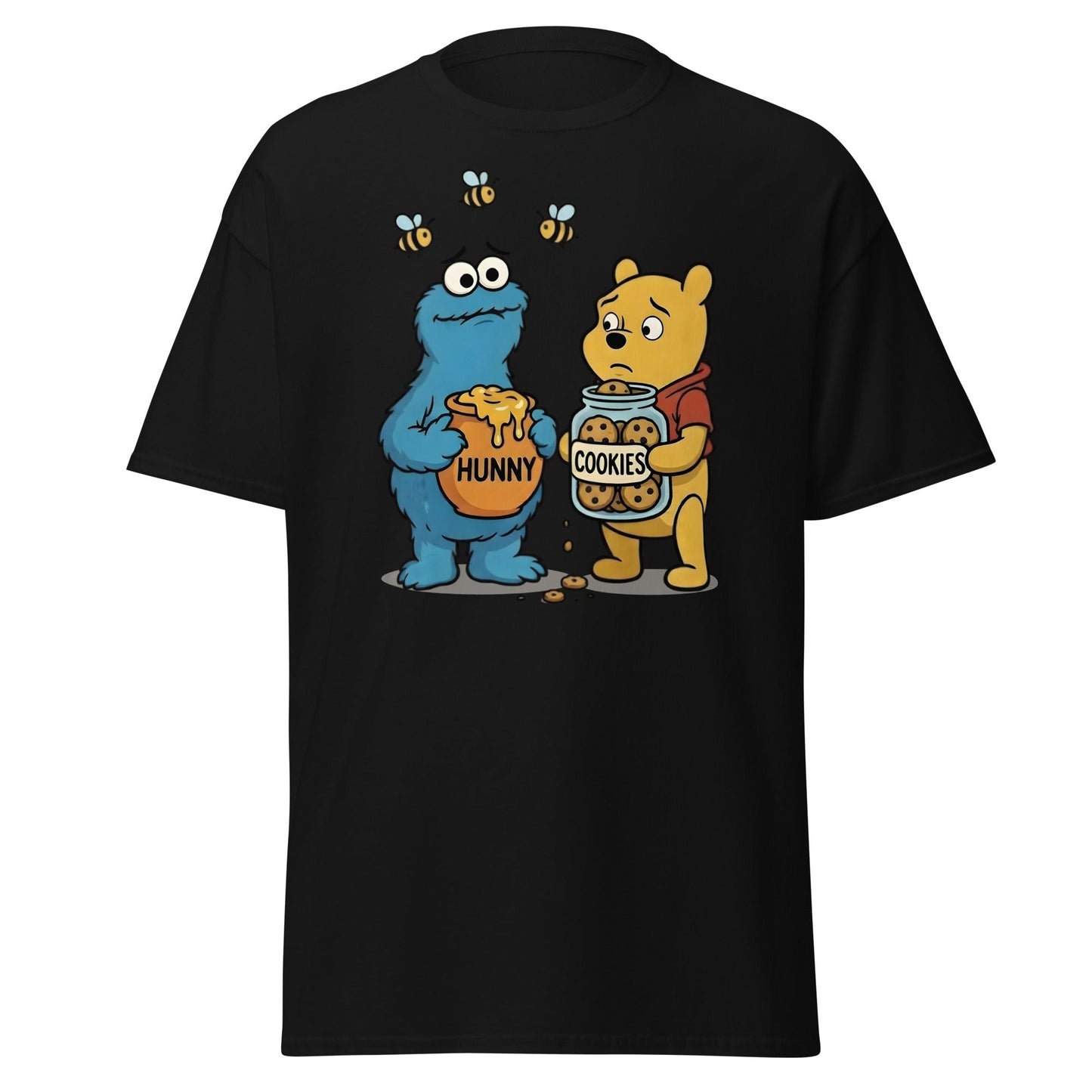 Funny Character Swap Tee - Cookie & Honey Jar Mashup - Black - T-Shirts Online