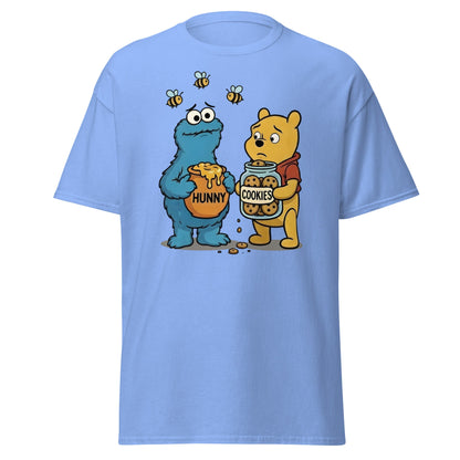 Funny Character Swap Tee - Cookie & Honey Jar Mashup - Carolina Blue - T-Shirts Online