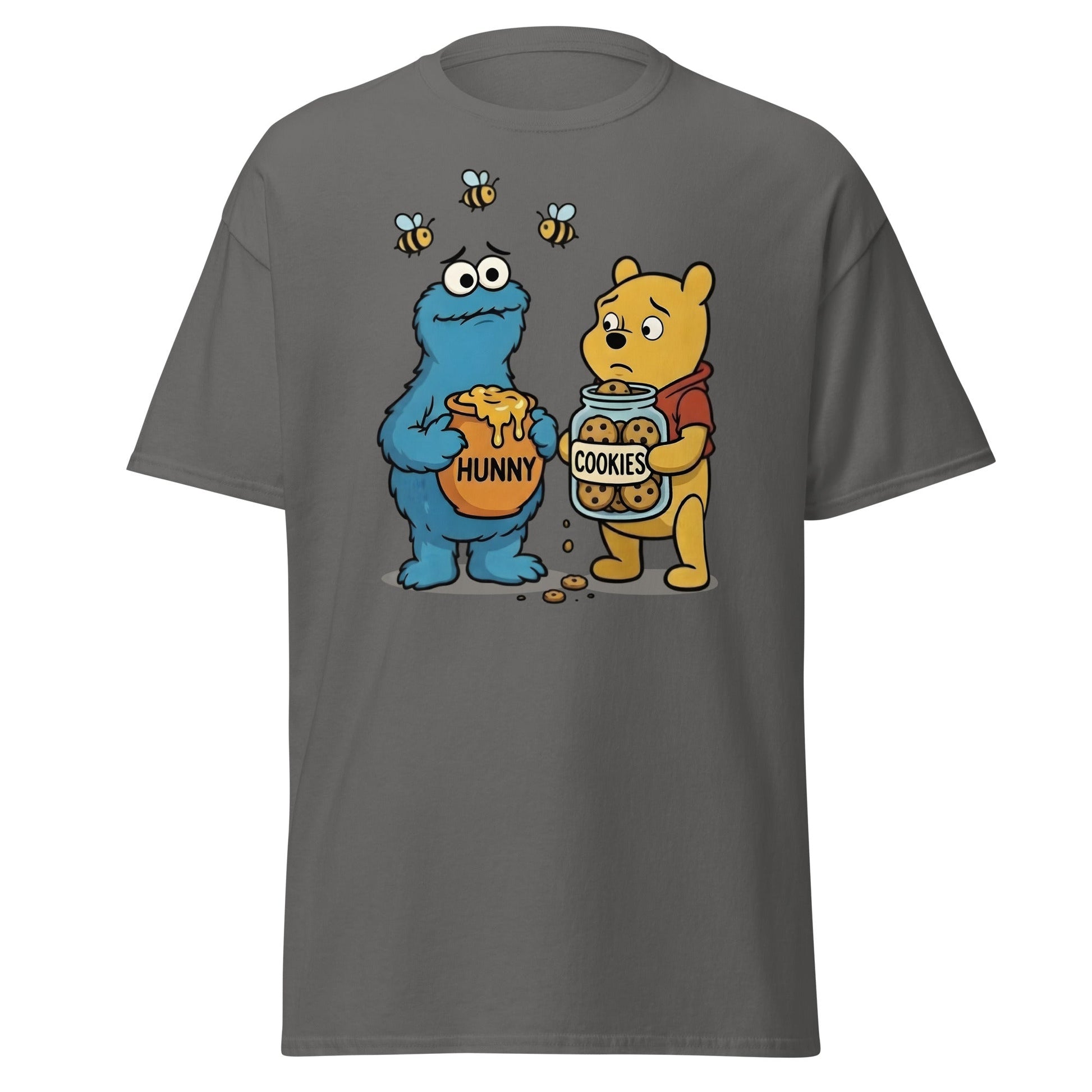 Funny Character Swap Tee - Cookie & Honey Jar Mashup - Charcoal - T-Shirts Online