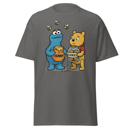 Funny Character Swap Tee - Cookie & Honey Jar Mashup - Charcoal - T-Shirts Online