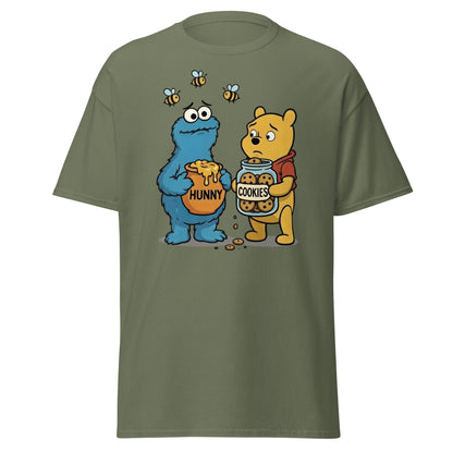 Funny Character Swap Tee - Cookie & Honey Jar Mashup - Military Green - T-Shirts Online