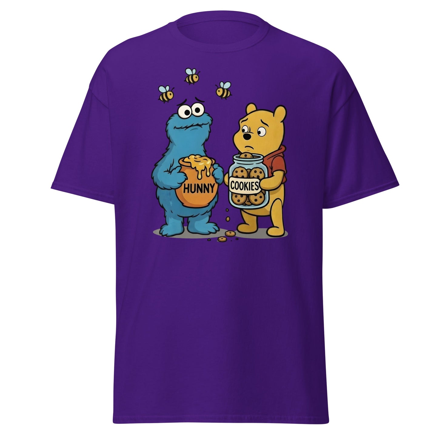 Funny Character Swap Tee - Cookie & Honey Jar Mashup - Purple - T-Shirts Online