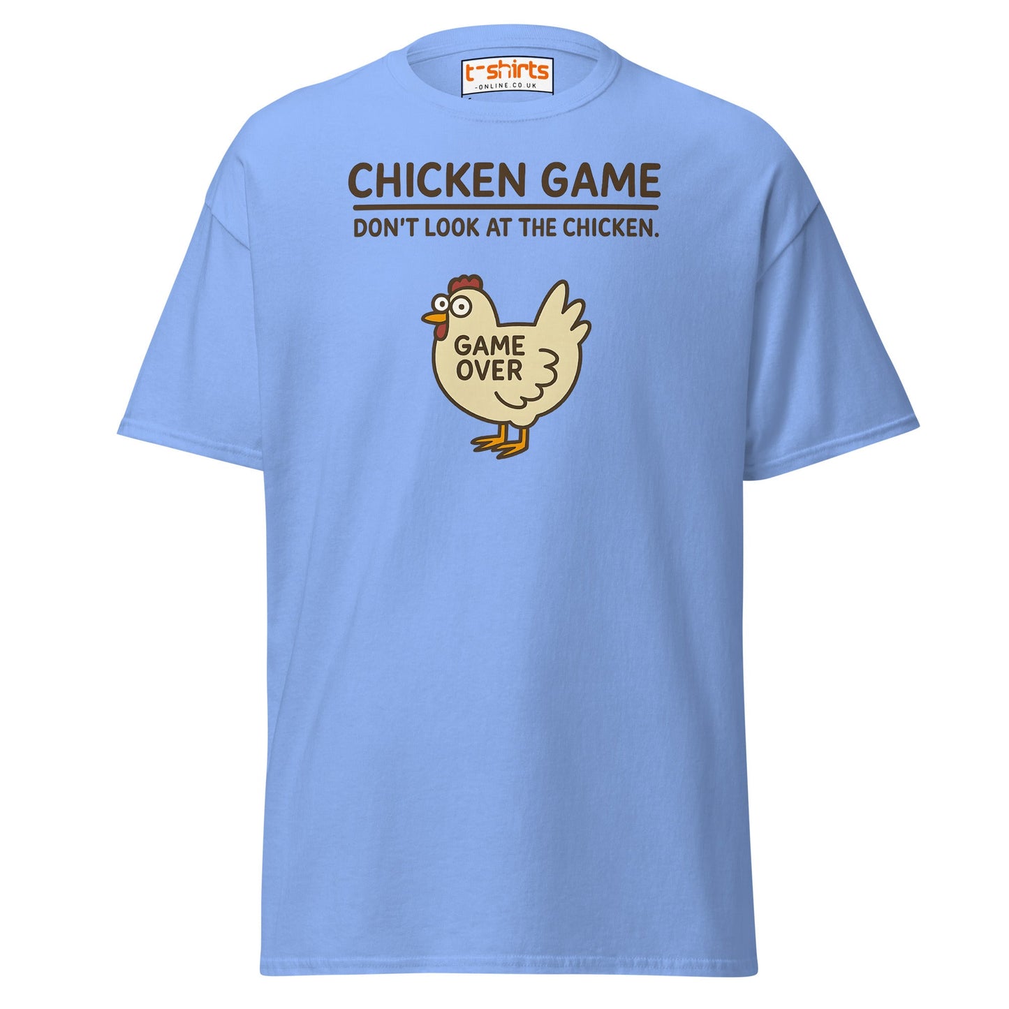 Funny Chicken Game T-Shirt – Game Over Humor Tee - Carolina Blue - T-Shirts Online