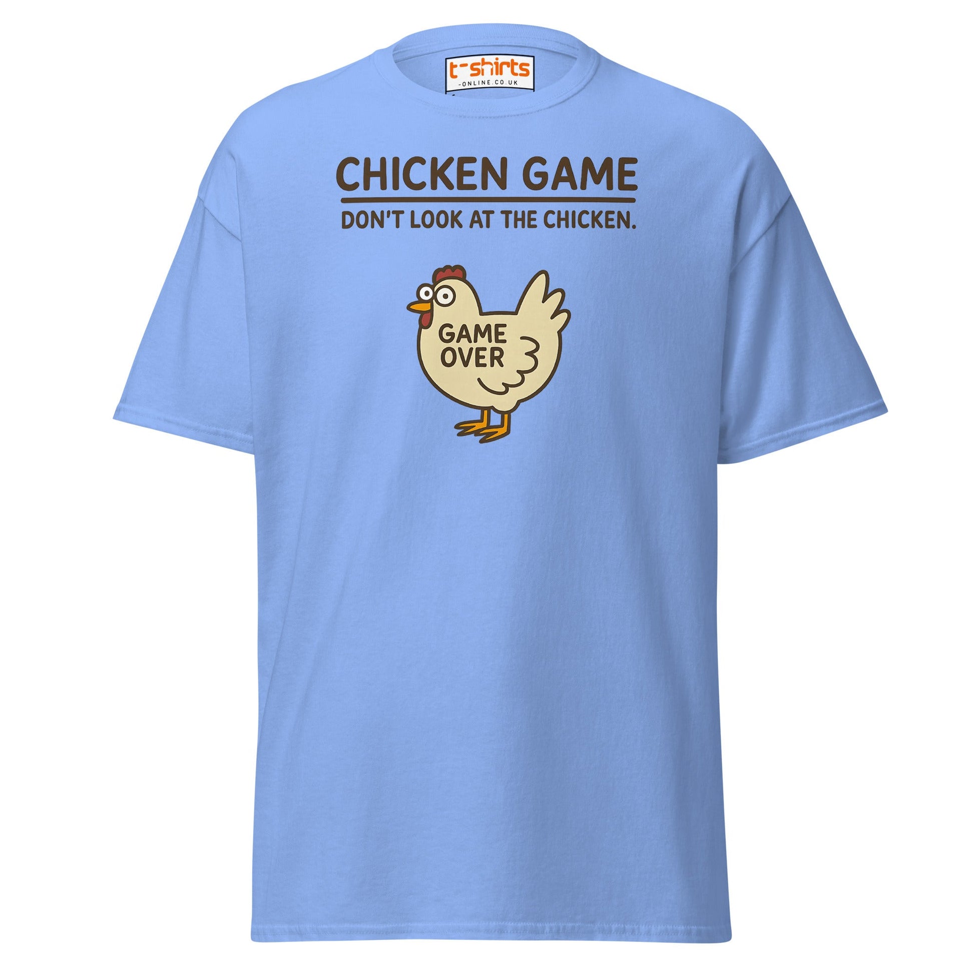 Funny Chicken Game T-Shirt – Game Over Humor Tee - Carolina Blue - T-Shirts Online