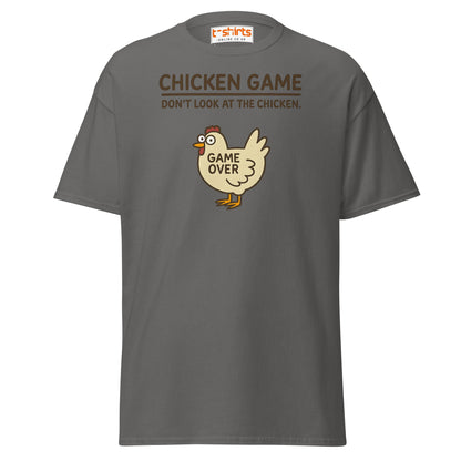 Funny Chicken Game T-Shirt – Game Over Humor Tee - Charcoal - T-Shirts Online
