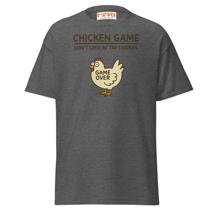 Funny Chicken Game T-Shirt – Game Over Humor Tee - Dark Heather - T-Shirts Online