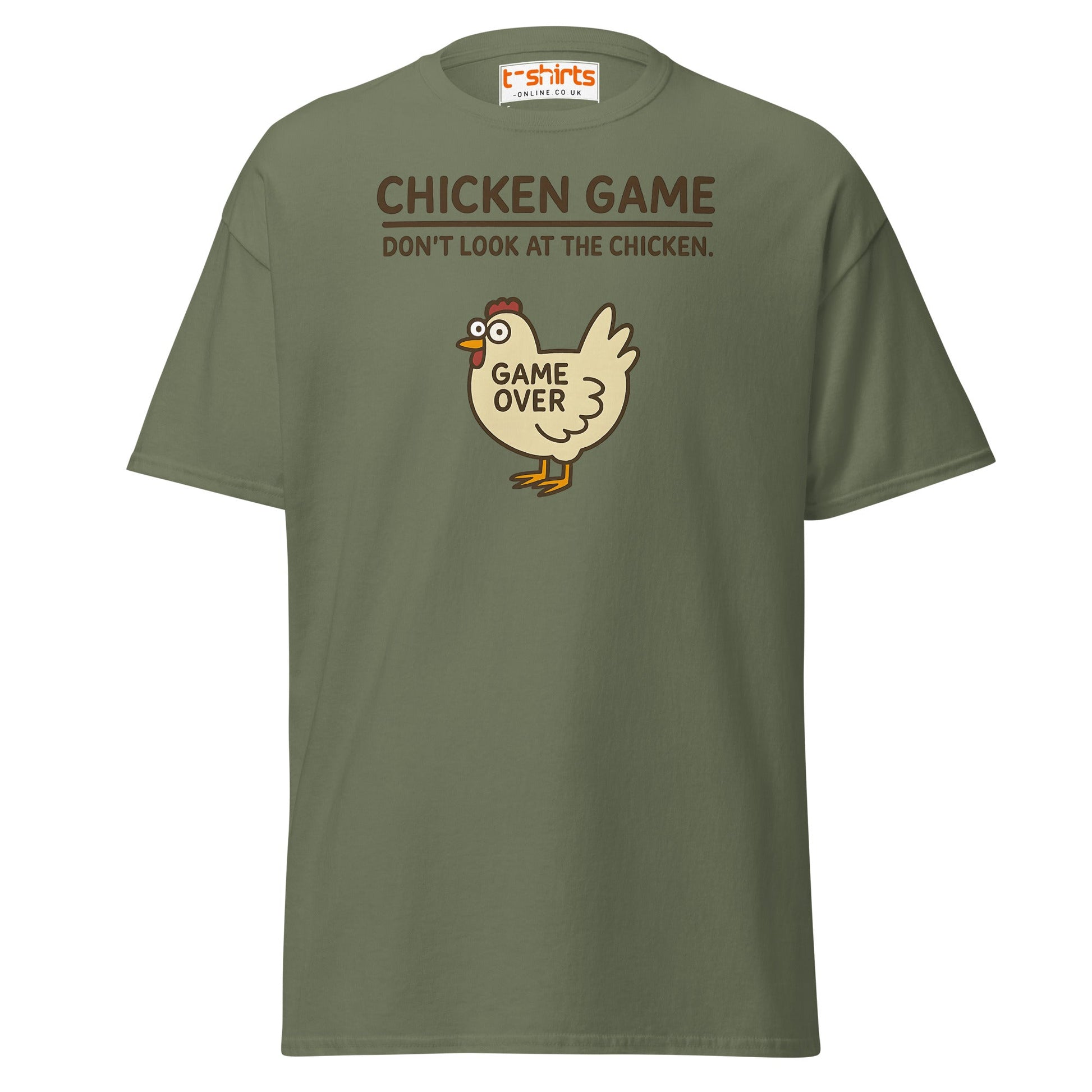 Funny Chicken Game T-Shirt – Game Over Humor Tee - Military Green - T-Shirts Online