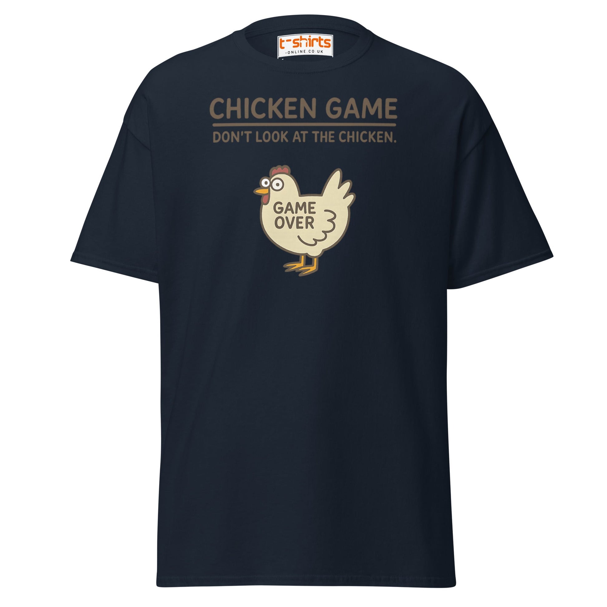 Funny Chicken Game T-Shirt – Game Over Humor Tee - Navy - T-Shirts Online