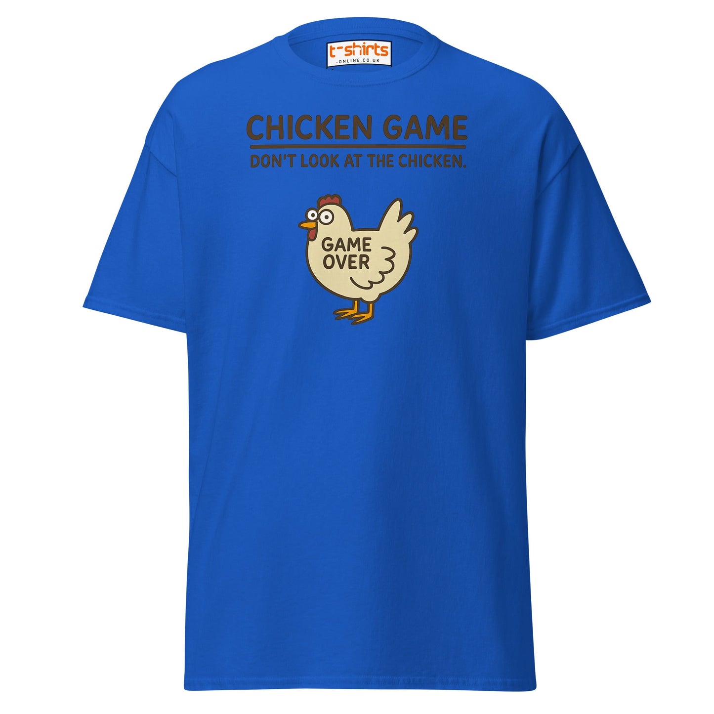 Funny Chicken Game T-Shirt – Game Over Humor Tee - Royal - T-Shirts Online