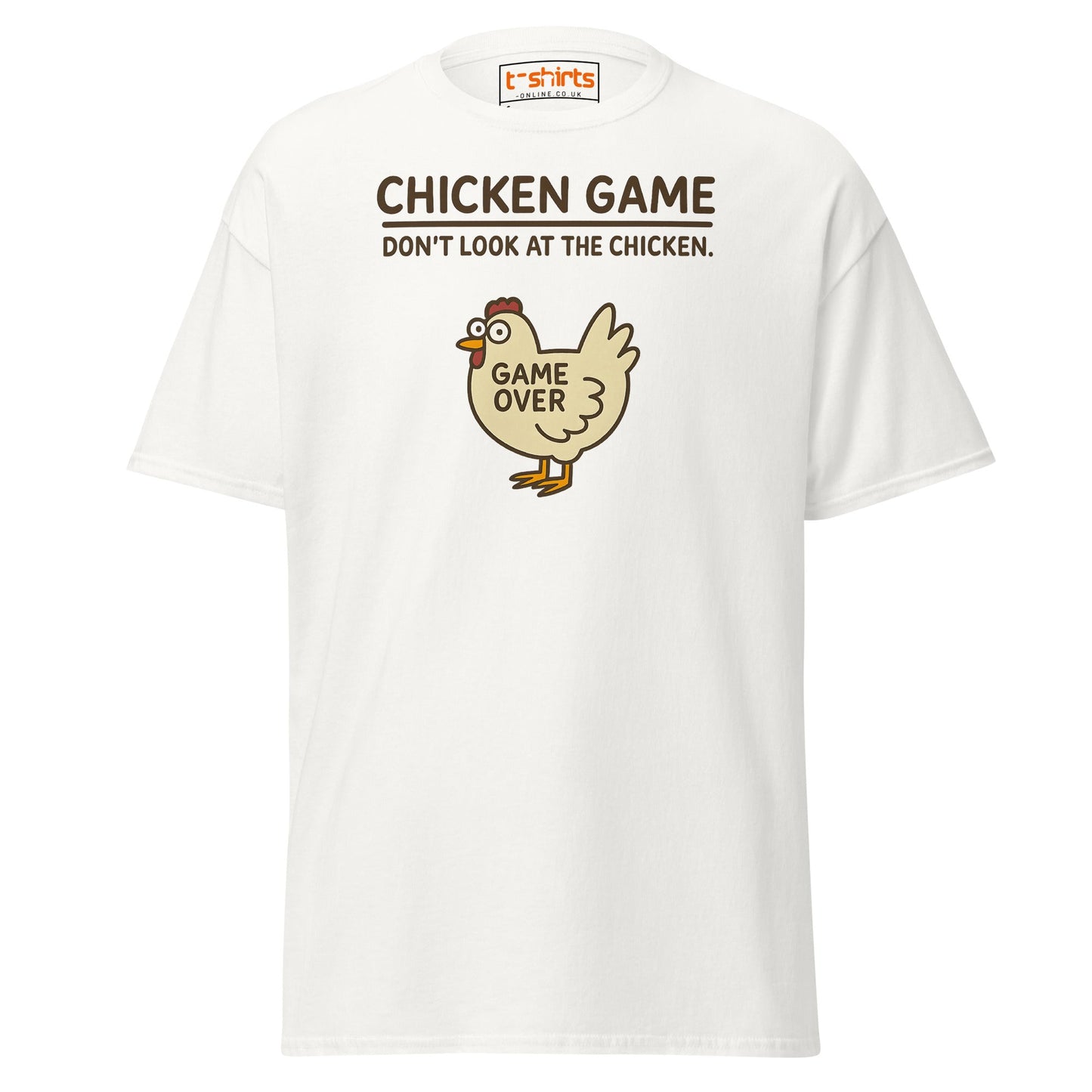 Funny Chicken Game T-Shirt – Game Over Humor Tee - White - T-Shirts Online