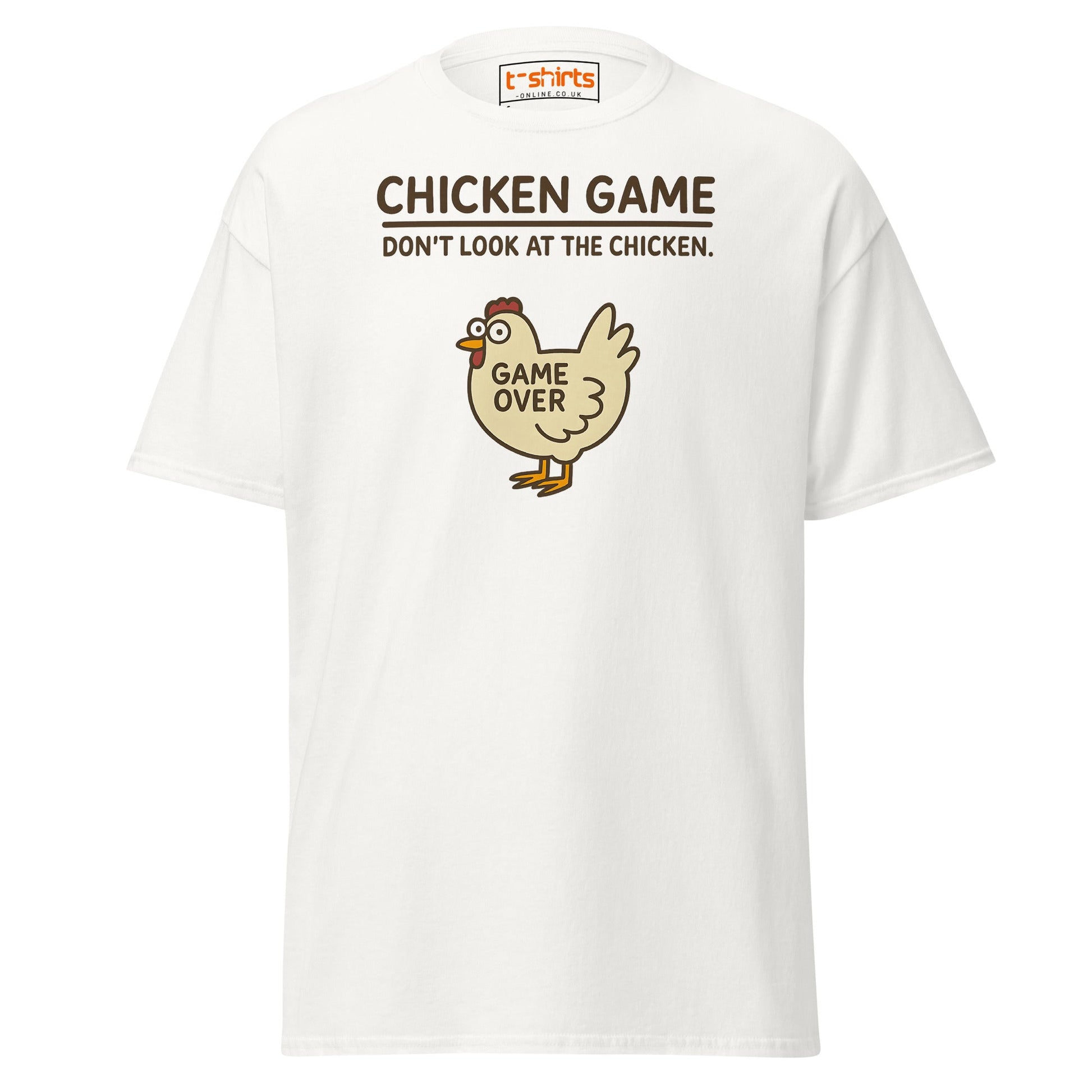 Funny Chicken Game T-Shirt – Game Over Humor Tee - White - T-Shirts Online