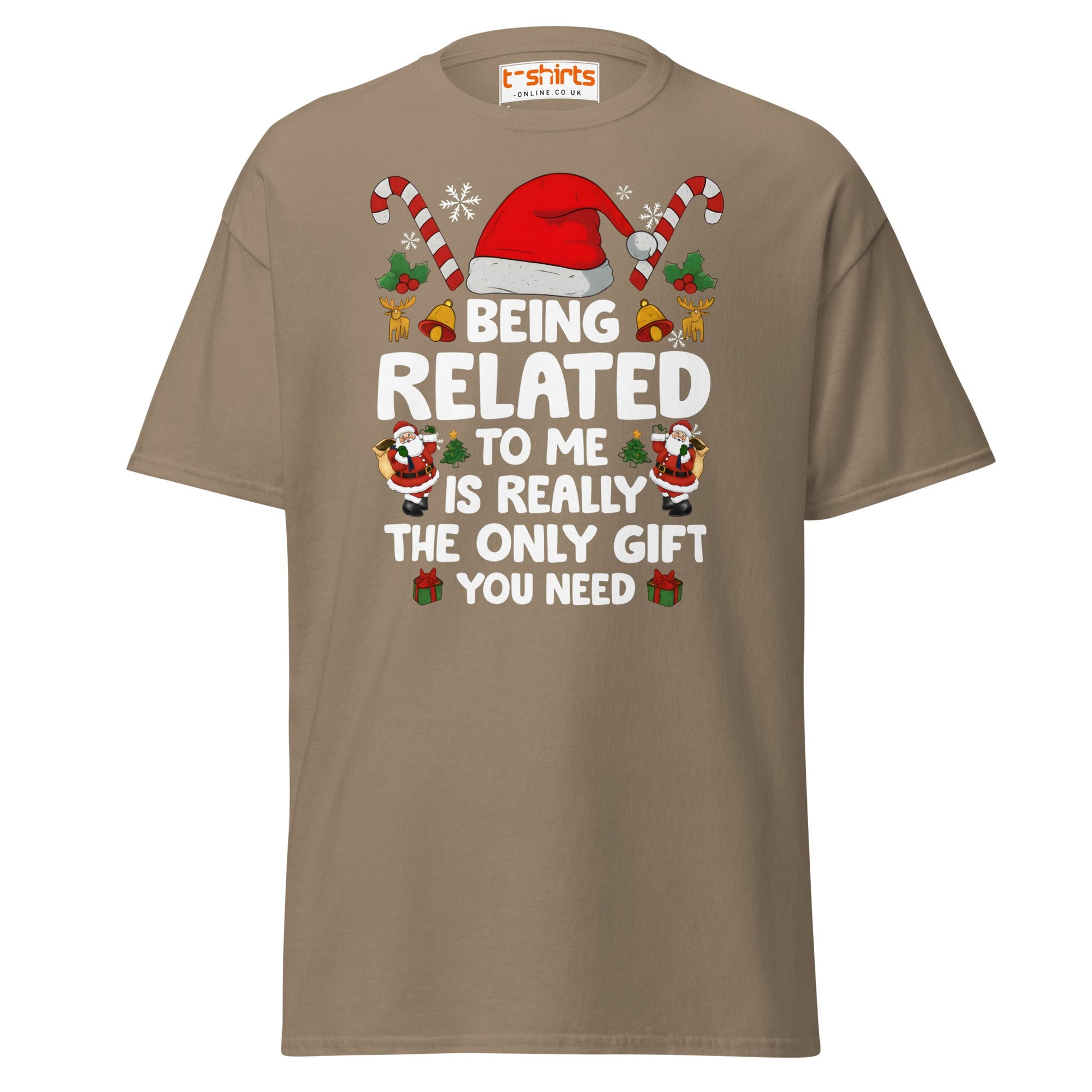 Funny Christmas Family T-Shirt – Being Related Gift Te - Brown Savana - T-Shirts Online