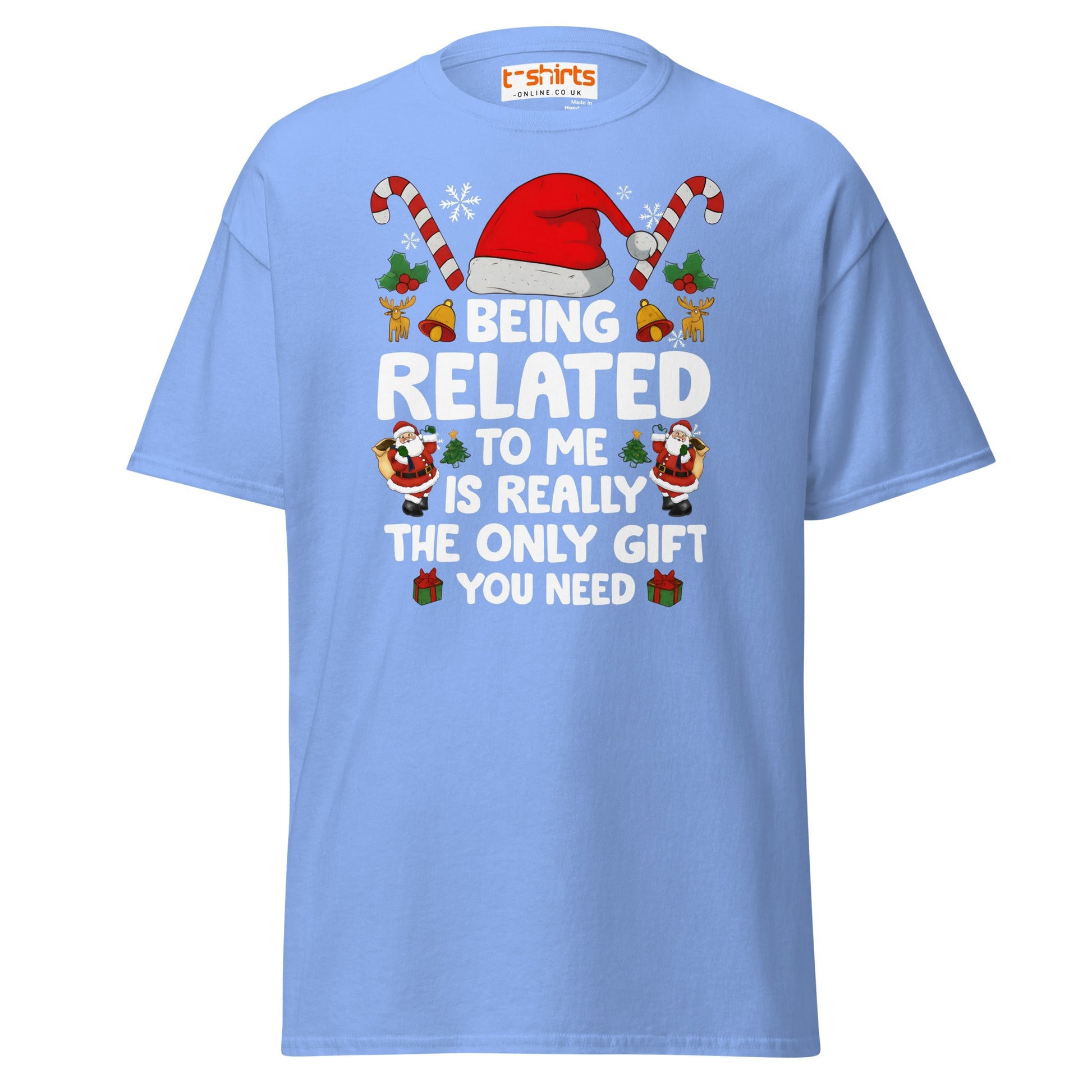 Funny Christmas Family T-Shirt – Being Related Gift Te - Carolina Blue - T-Shirts Online