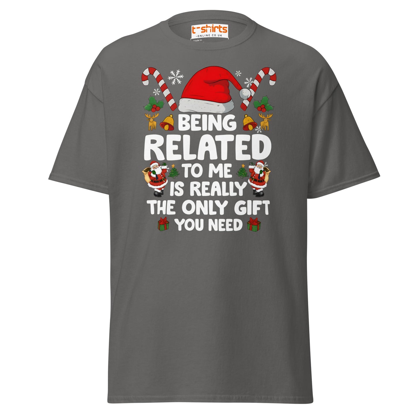 Funny Christmas Family T-Shirt – Being Related Gift Te - Charcoal - T-Shirts Online