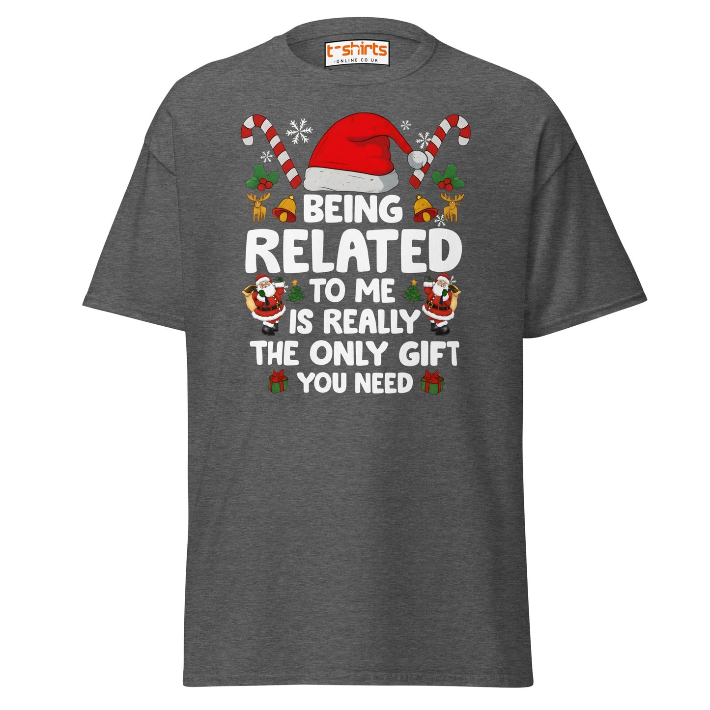 Funny Christmas Family T-Shirt – Being Related Gift Te - Dark Heather - T-Shirts Online