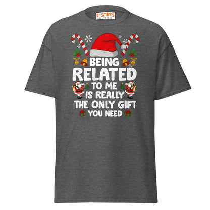 Funny Christmas Family T-Shirt – Being Related Gift Te - Dark Heather - T-Shirts Online