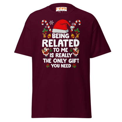 Funny Christmas Family T-Shirt – Being Related Gift Te - Maroon - T-Shirts Online
