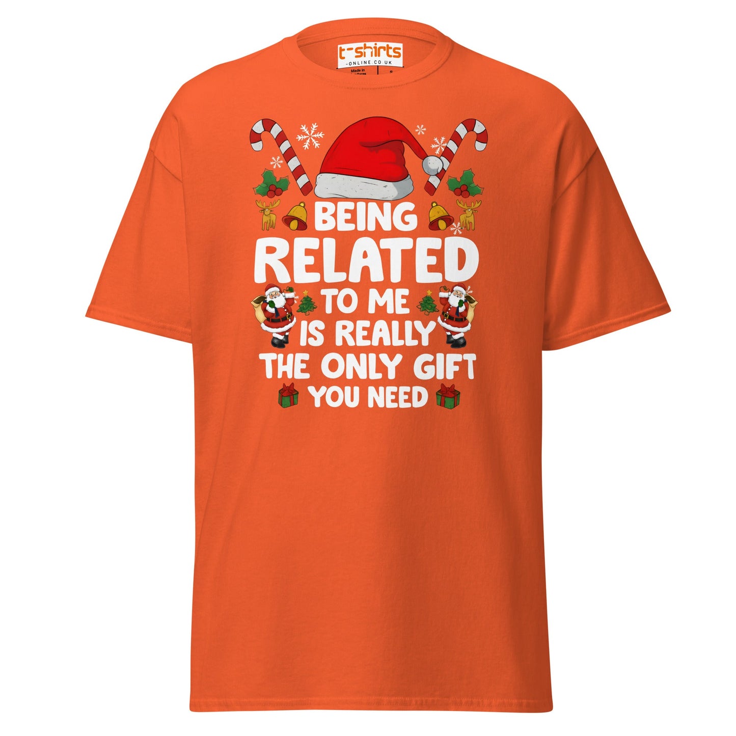 Funny Christmas Family T-Shirt – Being Related Gift Te - Orange - T-Shirts Online
